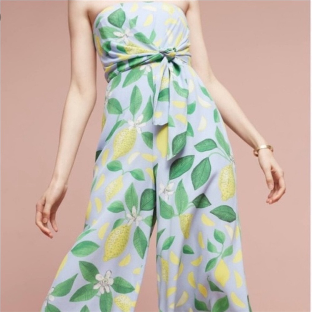 Maeve Lemon Strapless Jumpsuit, sz. 12